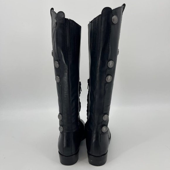 Arturo Chiang Black Silver Leather Heeled Boots | Almond Toe & Zip Closure - Picture 4 of 9